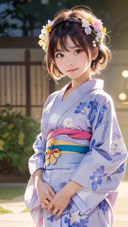 (Masterpiece, Highest quality:1.4), Beautiful face, 8ก, 85mm, nonsense, (Floral Yukata:1.4), face close up, purple, gardenia, delicate young woman, alone, nighttime, See your viewers, upper body, Film texture, Chromatic aberration, Sharp focus, face light, professional lighting, seasoned, (smile:0.4), (simple background, bokeh background:1.2), Details,(((Show me one nipple.:0.57))),((Very young and small:1.2),(pink hair and flowers:1),((Show me your vagina.:1.5)),(Semen flows from the vagina.),(A remote-controlled pink vibrator inserted into the vagina.),(Tears flowing),(squint),