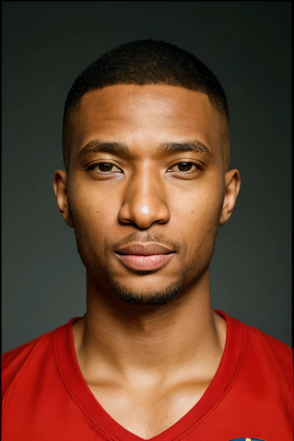 30s man, (buzz cut:1.2), ((Thierry Daniel Henry:1.5)) , euro soccer, Arsenal Football Club, wearing uniform, profile shot, football player, profile pic, (looking front:1.2), high-quality, hyper realistic, photorealistic, 8K, best quality, 4k, 8k, highres, masterpiece:1.2), ultra-detailed, (realistic, photorealistic, photo-realistic:1.37), HDR, UHD, studio lighting, ultra-fine painting, sharp focus, physically-based rendering,extreme detail description, professional, vivid colors, bokeh, epiC35mm