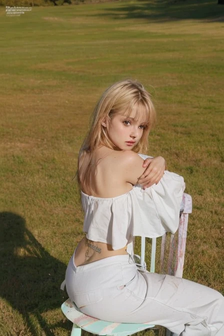 Naked, showing her butt, medium butt