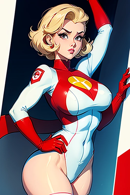 a cartoon picture of a woman in a red and white uniform, a comic book panel inspired by Bruce Timm, featured on pixiv, furry art, cel shaded!!!, comic pinup style, comic card style, clean cel shaded, power girl, cel shaded:15, cel - shaded art style, cartoon strip, cutesexyrobutts, short cartoon strip