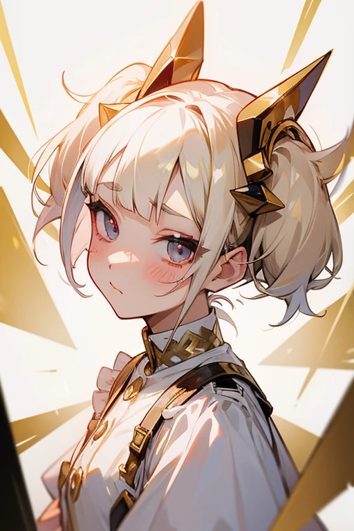 Short white hair, blush, Princess、Punk Fashion、Headbang 2.、White clothes、Twin tails、sharp、(Gold decoration)