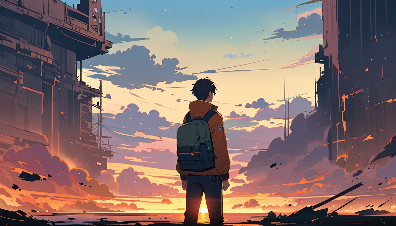 Anime drawings inspired by Makoto Shinkai, Sparrow'Door Lock, Pixiv Topics, Space Art, Makoto Shinkai Cyril Rolland, Anime Japanese man and woman sitting and looking at the sky, Around the two of them, White cat girl, Black Cat Girl, A calico cat girl is running through the sky.,