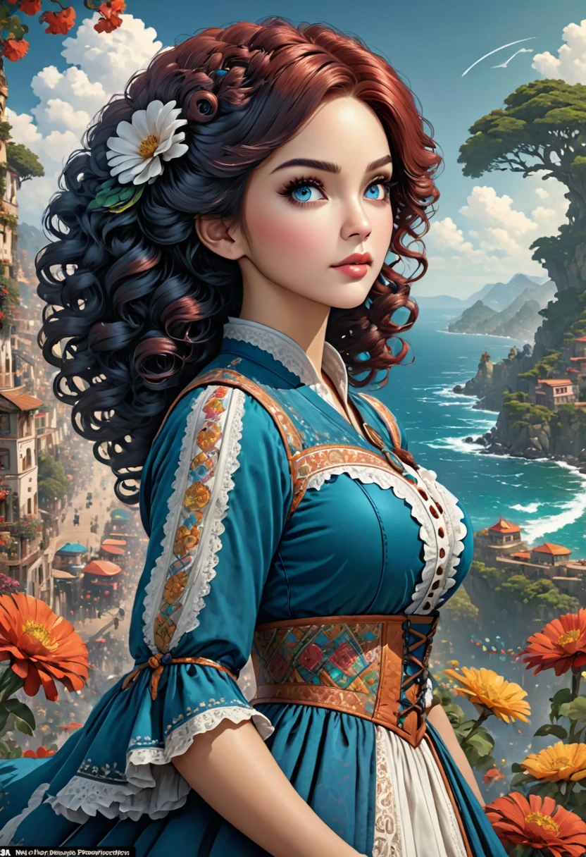 Beautiful boho woman with hair that is coarse, wiry, and tightly curled. It often has a rough texture, feels stiff to the touch, and may be prone to frizz and tangling. The curls can be densely packed. . The Official Art – An Award-Winning Digital Masterpiece In 4K Ultra HD, Extreme Detail And Intricate Realism. This Concept Art Brought To Life By The Hands Of Artists Like Wlop & Artgerm In A Stunning 2D Vector Illustration. Paige Renee Spiranac. LArge, perky, full, well shaped pleasing breasts. Background is a panoramic vista.
