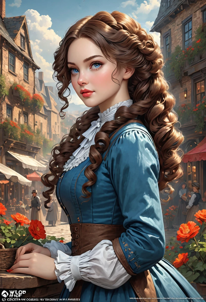 Beautiful Dickensian woman. A proper Lady, modest, moral, prim & proper. Innocent. with hair that is coarse, wiry, and tightly curled. It often has a rough texture, feels stiff to the touch, and may be prone to frizz and tangling. The curls can be densely packed. . The Official Art – An Award-Winning Digital Masterpiece In 4K Ultra HD, Extreme Detail And Intricate Realism. This Concept Art Brought To Life By The Hands Of Artists Like Wlop & Artgerm In A Stunning 2D Vector Illustration. Paige Renee Spiranac. LArge, perky, full, well shaped pleasing breasts. Background is a panoramic vista.
