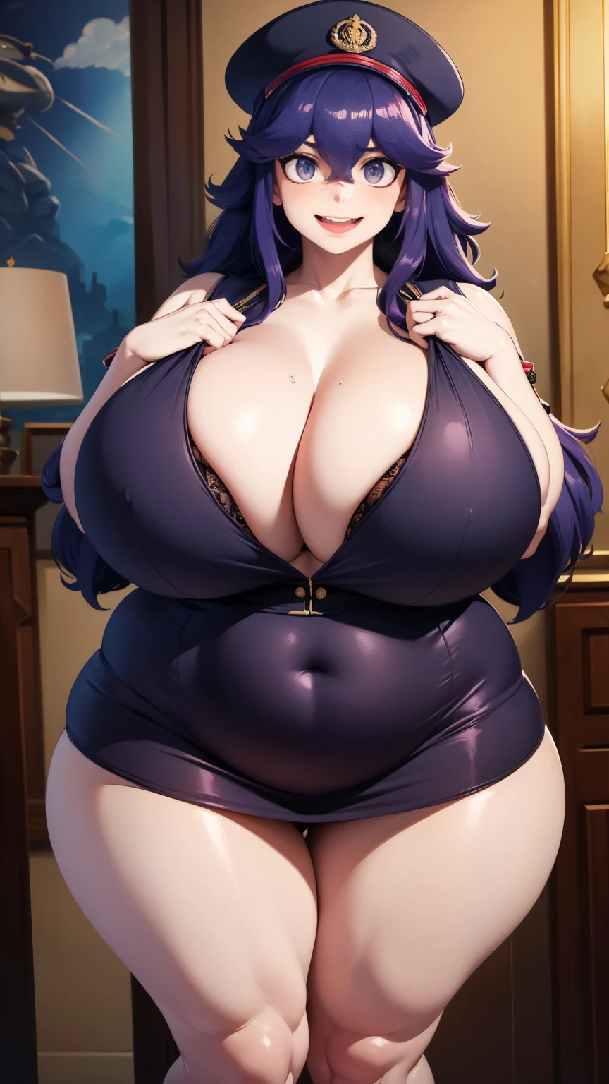  (gwen \(league of legends\), long hair, blight blue hair,), thick thighs, fatter thighs, Broad Hips, (1 girl, standing alone, standing, portraite), (thick, voluptuous, plumpness, milf,fatter, fatter, large breasts, Large belly:1.6), sensuous, Panas, (thick lips, large lips, bimbolips, blush, parted lips, sensuous smile, shy:1.5), (shorts, high collar, top cut, thicc thighs, sleeveless, elbow gloves:1.6), nsfw, rating_x, spread legs, spread pussy, open mouth, tongue out