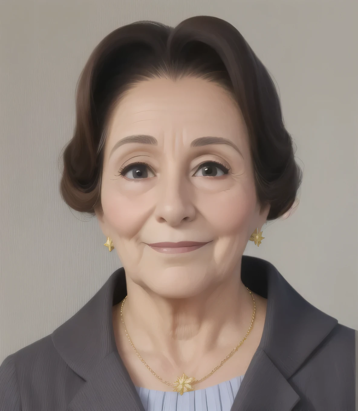 Woman first lady of Colombia, he is 100 years old, different wrinkles has wrinkles on the front neck