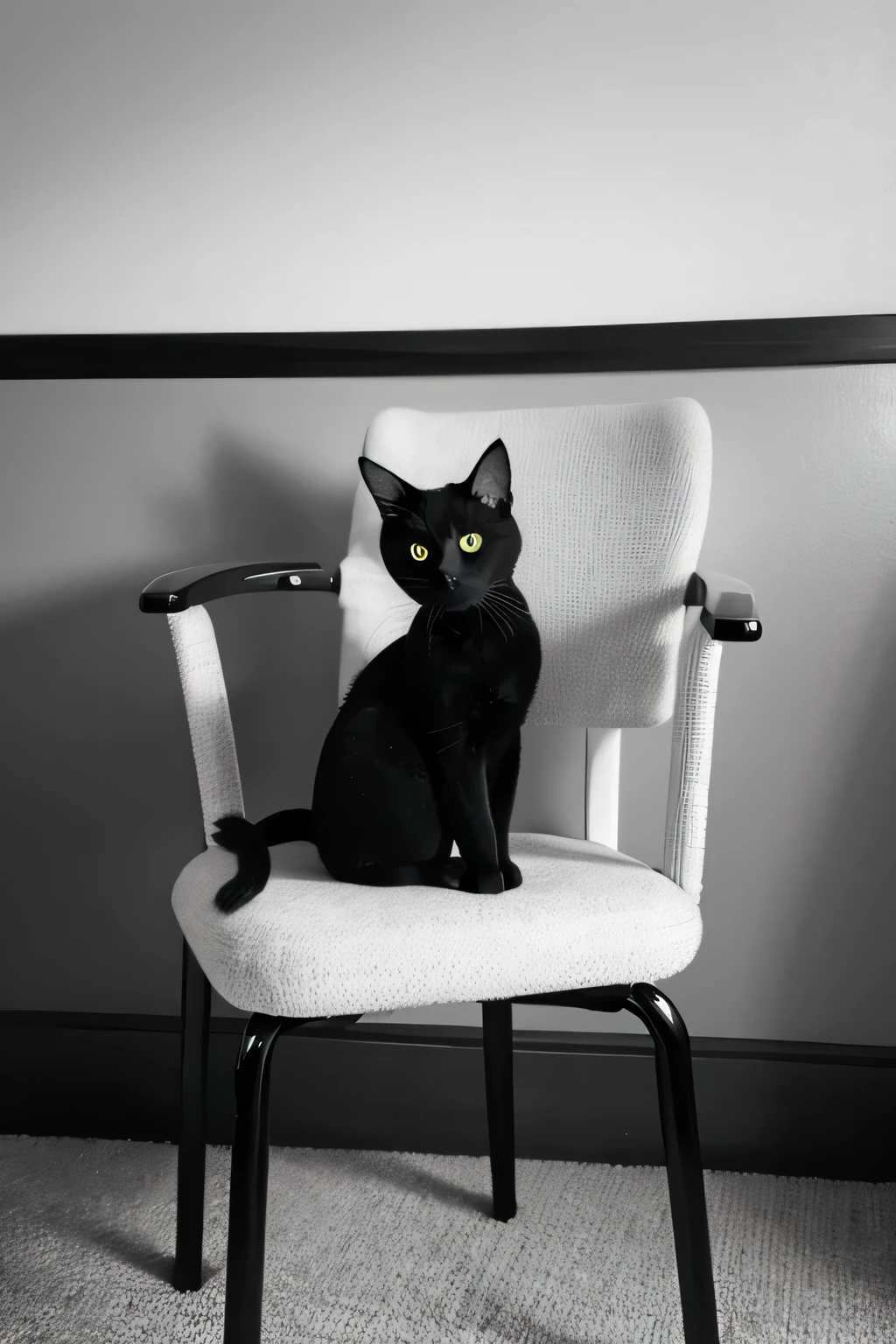 cat monochrome sit on the chair