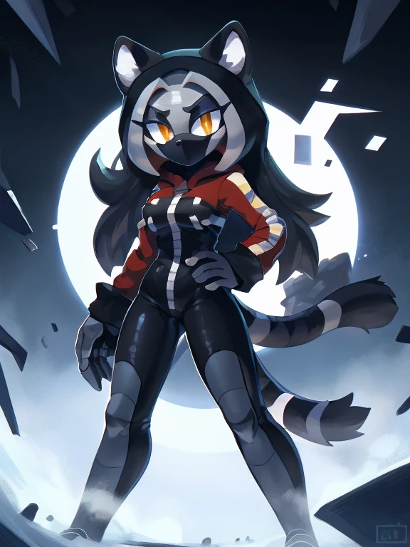 женщина anthro furry tiger ,absurdity, a high resolution, ultra detailed,
1 girl,oversized hooded jacket,whole body,
 Original character,girl,gray hair,yellow eyes,shoulder-length hair, complex black mask, military general, {Best quality}}, {{masterpiece}}, {{ultra detailed}}, {illustration}, {detailed light},
Nuclear fusion