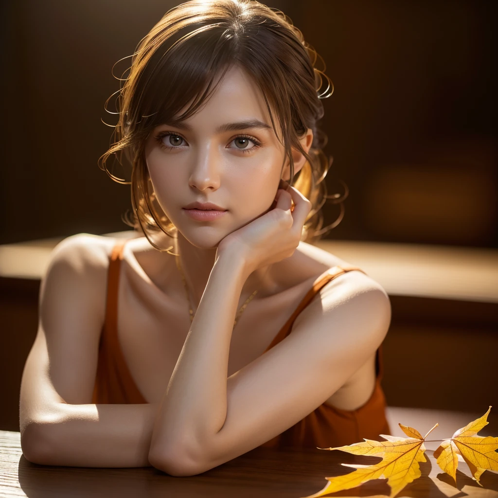 (Tabletop:1.3, Photorealistic:1.4, 8k), Highest quality, masterpiece, Ultra-high resolution, Professional camera work, Grow light effect, Realistic portraits, Cinematic Light, Highly detailed skin and facial textures:1.3, Perfect dynamic composition, Ultra-detailed, Detailed eyes, Detailed limbs, autumn's, Autumn leaves landscape in the evening:1.25, One Girl, Cute sexy 21 year old slim woman, Fair skin, autumn's紅葉が舞う:1.25, (A dreamy look:0.9, Totally captivates you:1.0), (Buckshot, Calm pose), (Only the shoulders and shoulder blades are exposed, Purple kimono:1.31), (Ample breasts:0.9), (Beautiful Blue Eyes, Beautiful erotic eyes:0.85), Sexy Face:0.4, (A taste that exudes beautiful eroticism:0.85), ((Too cute beauty:0.9))