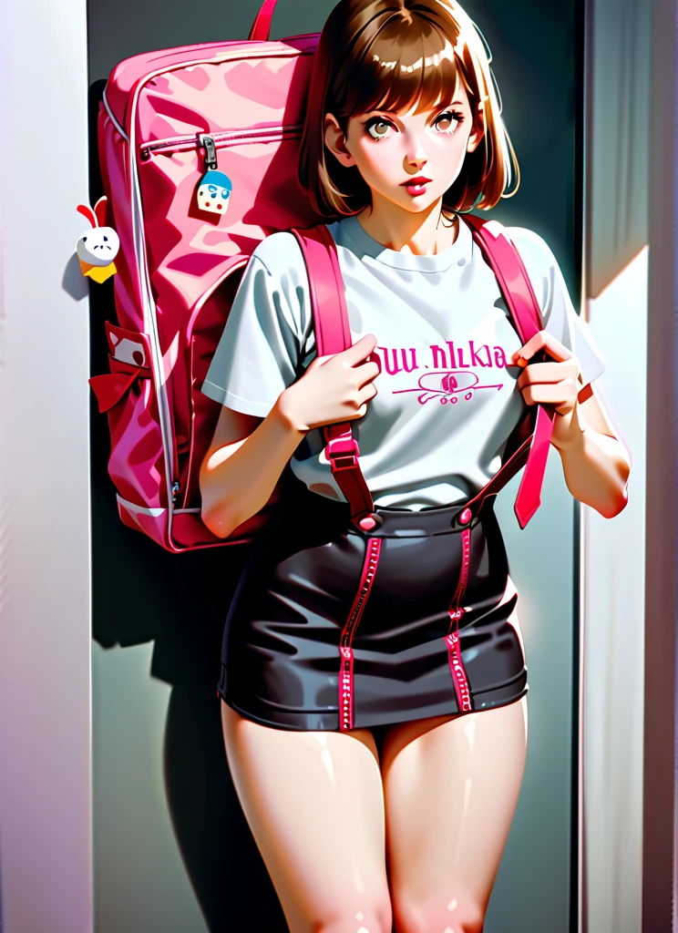 {{{{nsfw}}}}beautiful detailed eyes{{{{{hachikuji mayoi, monogatari, ,}}}}realistic,realistic,pubic hair,hachikuji mayoi
suspender skirt
pink backpack