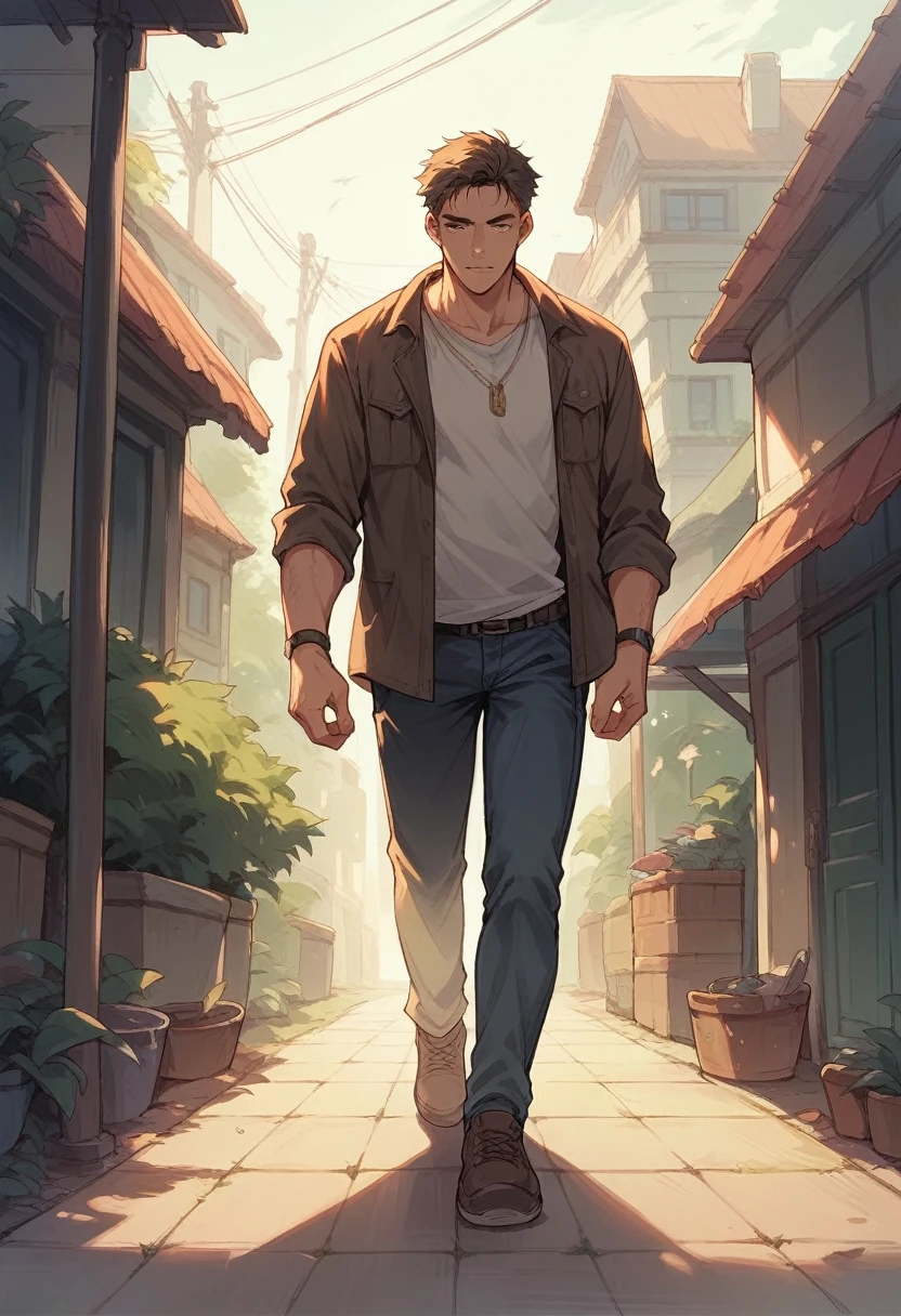 a man walking backside