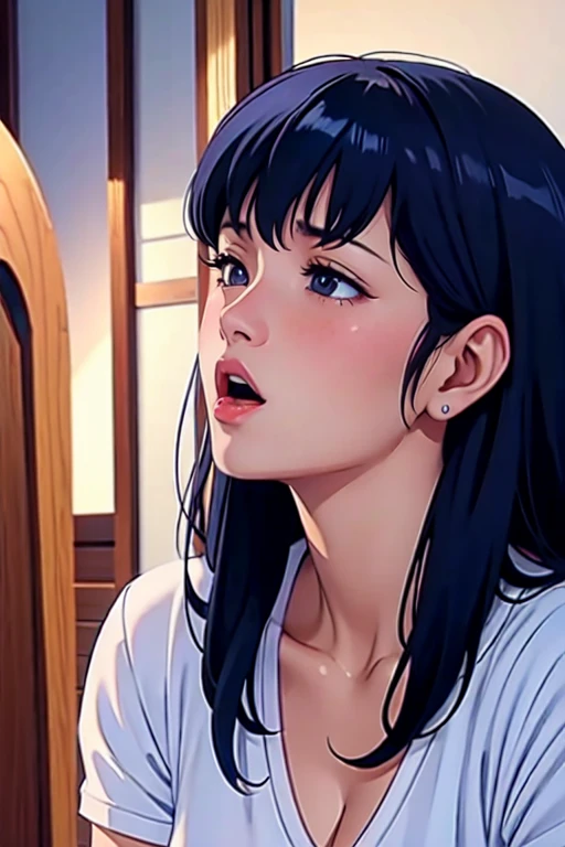 1woman and 1dog,kyoko otonashi, 29yo, adult mature female,Beautiful Finger,Beautiful long legs, Beautiful body, Beautiful character design, perfect balance, detailed shiny skin, sexy, curvy body, detailed hands, collarbone, huge Breasts, narrow_waist, huge butt, sweat,steam, happy
BREAK
(from side:1.3) ,(close up to face:1.5), face shot, open mouth wide, ,( long tongue:1.5), drool:1.5,(a lot of milk in mouth), (milk overflowing from the mouth), fellatio , Both hands in front, Squint eyes
BREAK
apartmentkneeling,Hug around the waist , yellow apron, sweater, panties
BREAK
(Dark circles under the eyes),
(embarrassed :1.3), Increased sexual excitement, anticipation, and desire, Estrus,t-shirt, pants,wet clothes, Soaking wet, bitch, pussy cat, hentai, masochist, Exhibitionist, High sexual desire, Neat bitch,evil smile
BREAK
best quality, photorealistic, raw photo, Realism,
((masterpiece, best quality)), realistic, detailed gradation, elements,vibrant,uhd picture , crystal translucency, vibrant artwork,
extremely detailed CG unity 8k wallpaper, perfect lighting,Colorful,
:1.5ultra high res, HDR, Kodak portra 400, film grain, blurry background, bokeh:1.2, lens flare, (vibrant_color:1.2),professional photograph
BREAK
darkblue hair, Symmetrical bangs between eyes,long hair, bangs, (Voluminous hair:1.3), updo hair style
BREAK
darkblue eyes, (innocent_big_eyes:1.0),
,Beautiful Nose,perfect eyes, perfect face,expressive eyes, detailed face,perfect eyes, beautiful_face, detailed gradation face
round face,
BREAK
, makeup,Mysterious look, ,(blush:1.3), sweat,steam,frown, looking at viewer, open mouth vertical wide , Cross-eyed, Exhausted
BREAK