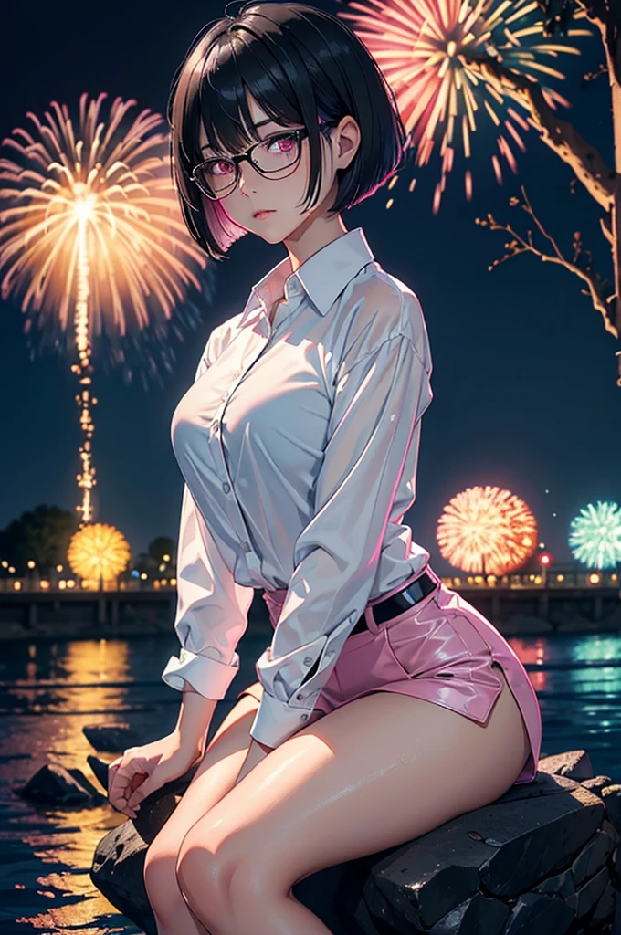 ((Highest quality)),(超High resolution),(Very detailed),(Detailed Description),((The best CG)),(masterpiece),Ultra-detailed art、(Highest quality、8k、32K、masterpiece)、(Realistic)、(Realistic:1.2)、(High resolution)、Very detailed、Very beautiful face and eyes、1 female、((:1.3))、Tight waist、Delicate body、(Highest quality、Attention to detail、Rich skin detail)、(Highest quality、8k、Oil paints:1.2)、Very detailed、(Realistic、Realistic:1.37)、Bright colors、((Light beige stockings:1.5))、
(whole bodyショット)、(Head to Toe)、((Head to Toe))、Sole、whole body、whole body、whole body、whole body、
((Night Park、Night Sky、milky way、firework、打ち上げfirework:1.9))、
(Masterpiece: 1.3)、(Highest quality: 1.3)、(High resolution: 1.3)、(long: 1.3)、(8k:1.3)、Anime Style、
Big Breasts(Black cardigan)、
1 Girl:1.2、Beautiful girls、Intelligent girl、
((Gray Hair、longヘア、Twin braided bangs:1.2))、
Smile:1.3、Smooth、
OL/Office Lady Costumes、
White blouse:1.4。
White blouseの下の紫のブラジャー:0.5、
(A purple bra showing off underneath a white blouse:0.5)
Pencil Skirt、
Pumps without heels:1.3、Strapless pumps:1.2、
alone、
(Glasses)、