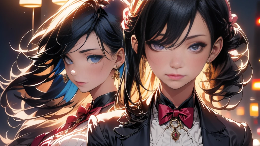 最high quality, masterpiece, expensive, One girl, nude, Hair ornaments, necklace, ornament, Beautiful Face, If the body, Tyndall effect, Realistic portraits, Dark studio, Edge lighting, 2-color light, (Highly detailed skin:1.2), 8k uhd, Digital SLR, Soft Light, high quality, Volumetric lighting, Honesty, photograph, High resolution, 4K, 8k, Bokeh, Blue hair with pink tips, Pink Eyes.