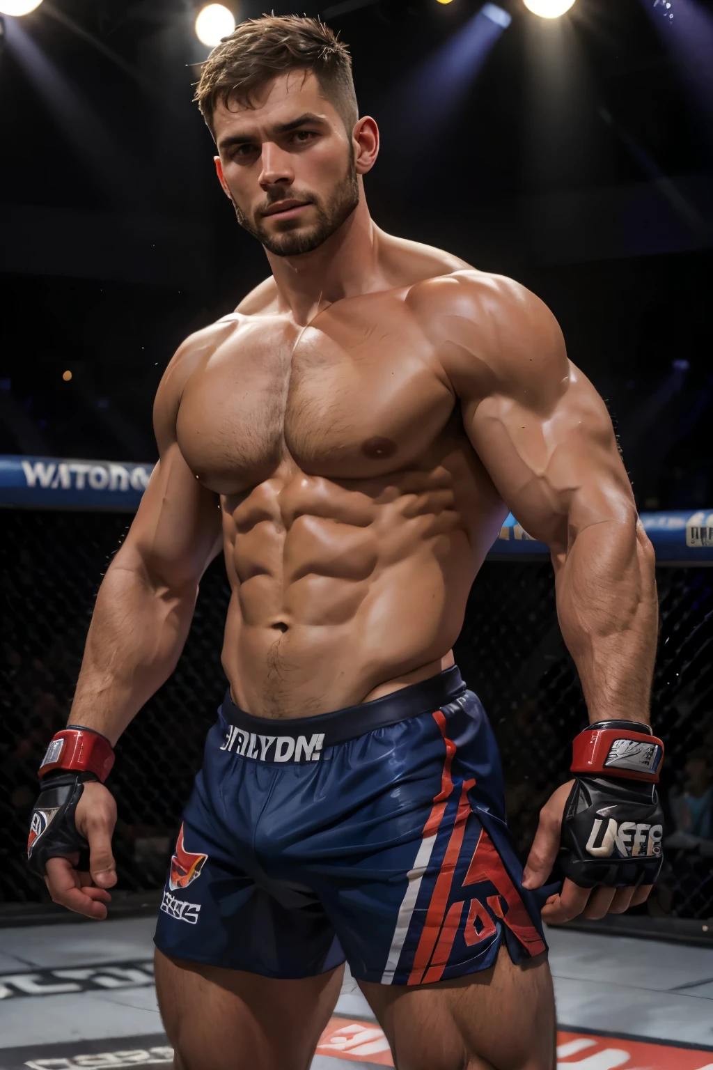 fond d'screen on l'univers UFC, Un homme, brawny, avec des gants de MMA, combattant, fr 4K, en dimension 1920 pixels par 1080 pixels