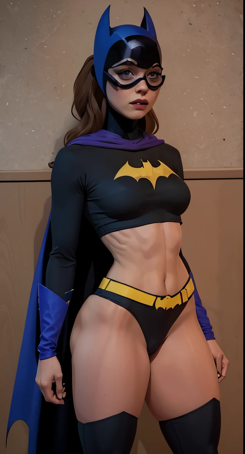 A sexy Batgirl with big breasts, athletic body, big-ass, thick-thighs 