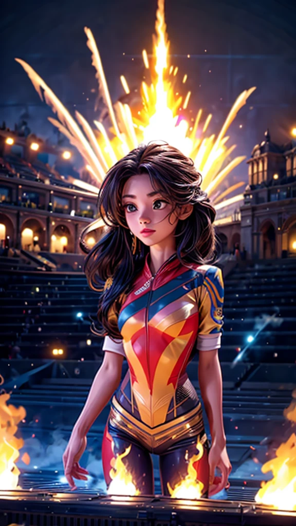 a stunning and awe-inspiring olympic opening ceremony, highly detailed 8k resolution, hyper realistic, cinematic lighting, vibrant colors, dramatic choreography, thousands of performers, magnificent architecture, pyrotechnics, dramatic camera angles, emotional and inspiring, cinematic quality, masterpiece, best quality