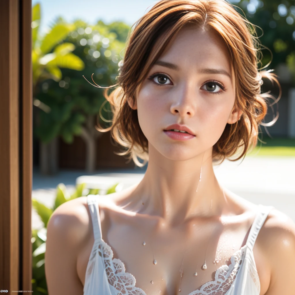 a  redheaded girl, embarrassed expression, detailed face, beautiful blue eyes, long eyelashes, small breasts, we full body, cinematic lighting, photorealistic, 8k, hyper detailed, masterpiece, hyper realistic, high quality, elegant, beautiful, realistic, photorealistic, detailed, intricate, organic, soft lighting, dramatic lighting