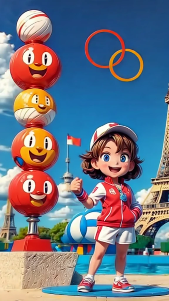 Paris Olympic Games mascots、Dancing in front of the five rings that are the symbol of the Olympic Games