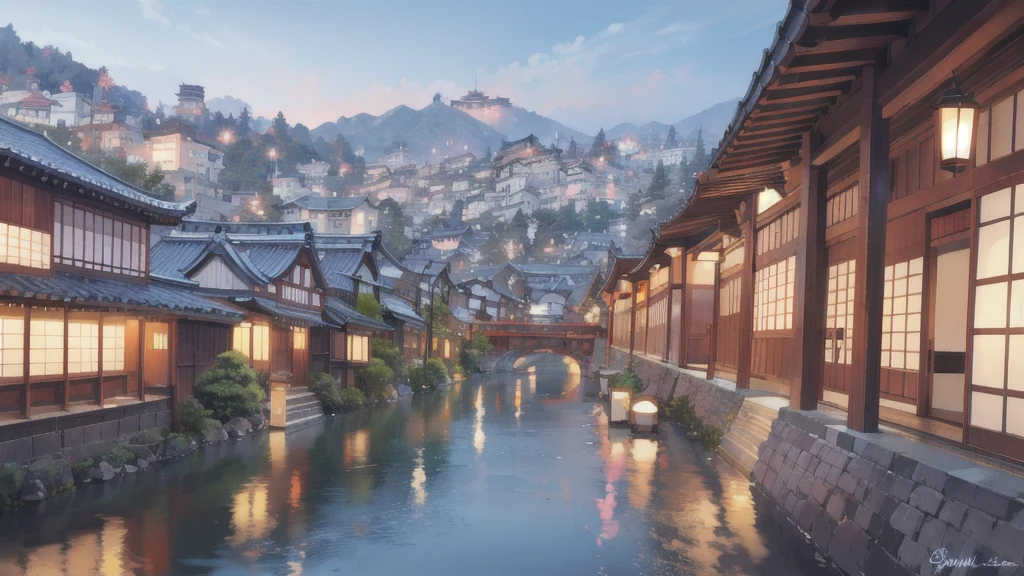smile、Beauty Turn around Low - Angle Beautifully detailed cityscape Edo Period