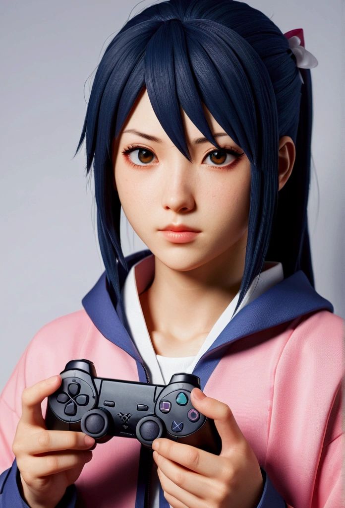 master part, best quality, ultra detali), Retrato do character sakura sasune from naruto anime utra realista 4k --v 4, she is hold joystick controller playstation