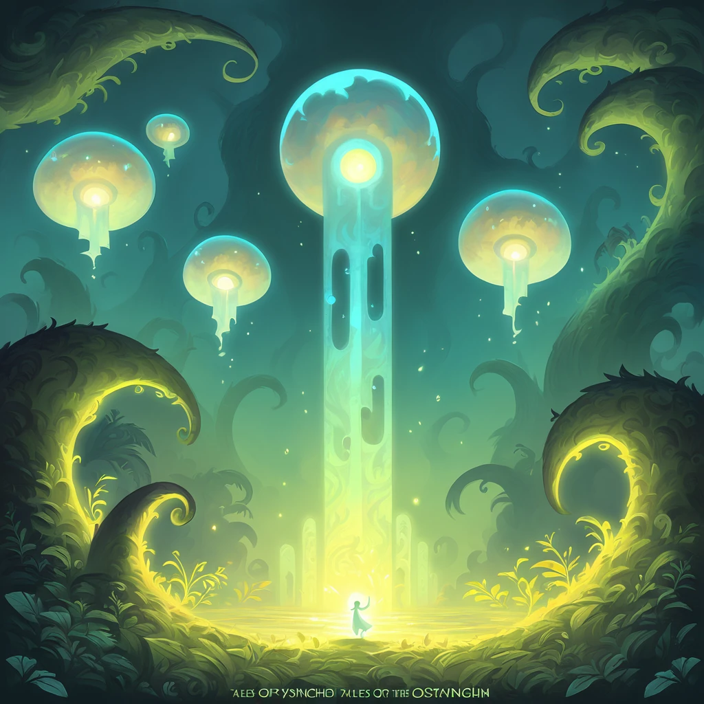 Her ghostly light whispers tales of the lost in synchronism art style