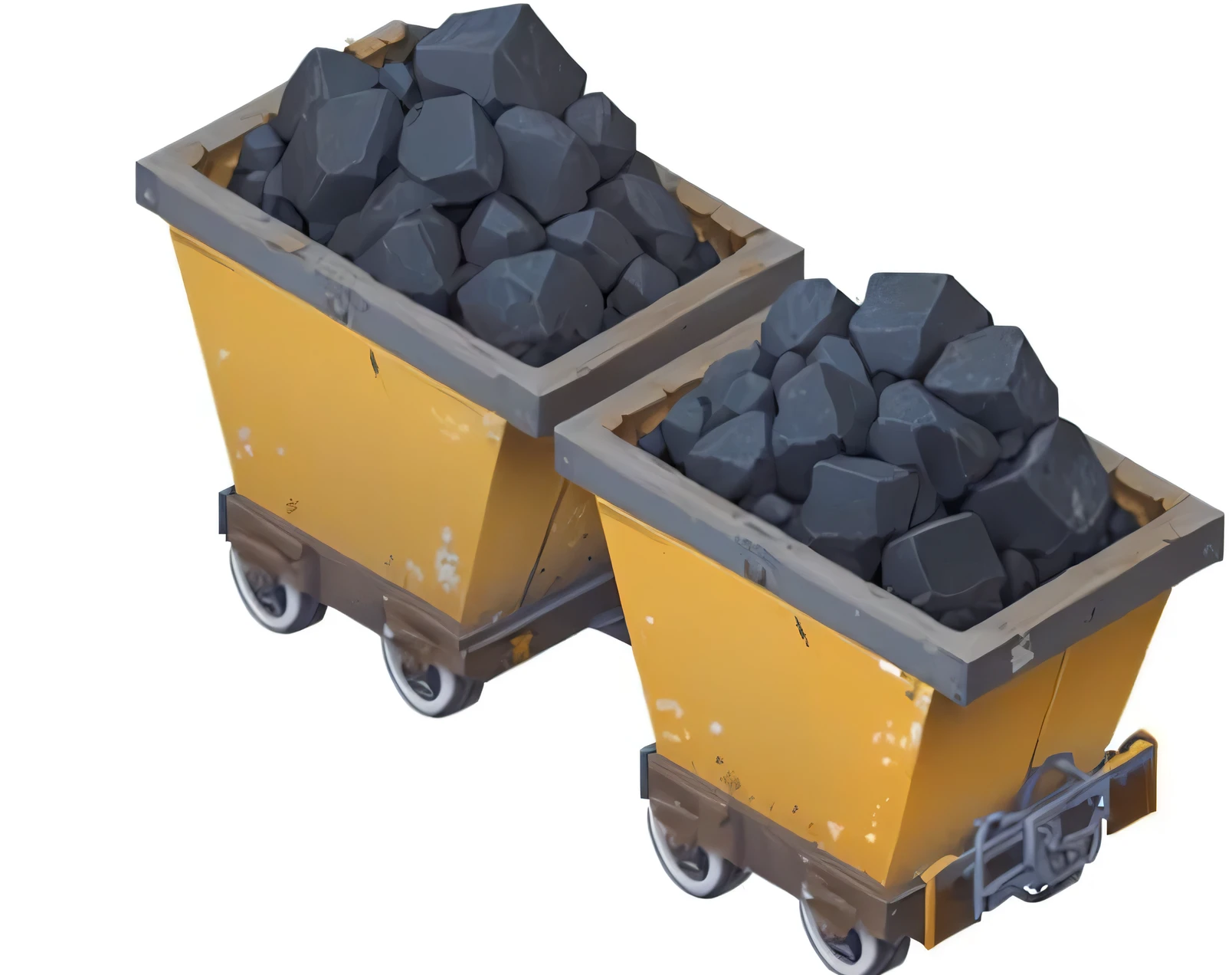 a close up of a train with coal in it, mine Cart, mining, Landmines, mining scrap metal, isometric Game assets, miner, Game Icon Assets, coal, Game assets, Cart, Rubbish, flat icon, Rubbish Wheel Box, Underground mines, Role Playing Game Items, High-quality screenshots, Isometric games, mobile Game assets, Generated