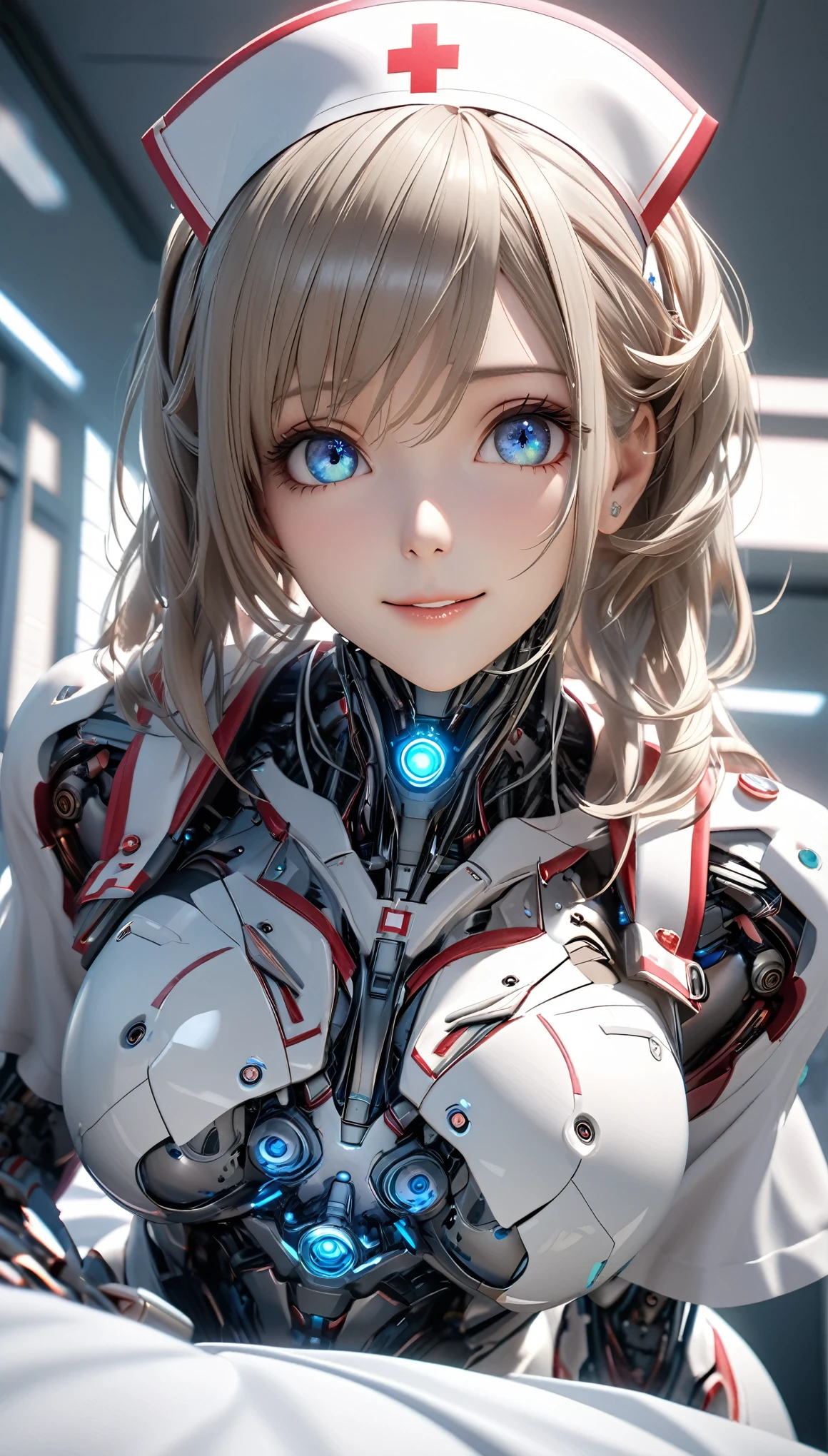 female,robot ,female,robot cyborg mech, peach hair, cyberpunk:0.35, perfect lighting, perfect shading, detailed, intricate, (perfect body), beautiful face, flowing hair, ((full torso)), photorealistic:1.35, mature adult:1.4, 8K, RAW, best quality, masterpiece, ultra high res, colorful, portrait, (medium wide shot), (dynamic perspective), sharp focus , (depth of field, bokeh:1.3), extremely detailed eyes and face, beautiful detailed eyes,
