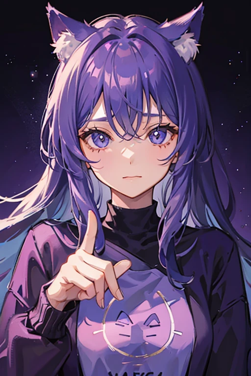 girl in purple sweatshirt with cat ear