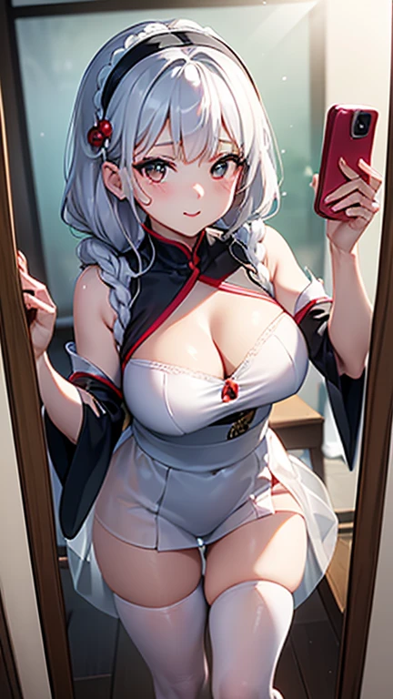(ukiyoe painting:1.3),(3D Animation:1.3),(Grimm fairy tale world),(schneewichen,Princess Snow White:1.3),(who is the most beautiful in the world? Magic mirror that shows Snow White answering questions),(((Girl in the mirror;1.3))),(((Girl in the mirror:1,3))),Snow-white skin, cheeks and lips red like blood,Eyes as black as the wood of an ebony window frame.(Make the subject look three-dimensional with the contrast of light and shadow),Cute and beautiful girl,Cute round face,Cute smile,with blush cheeks,Red Lip,(silver white hair,Floral braided headband,half up、Floral Braided Space Van,Voluminous Fishtail Braids,Twisted chignon,),(Bangs are see-through bangs),hair pin,hair adornments,detailed clothes features,Detailed hair features,detailed facial features,(Dynamic angles),(Dynamic and sexy poses),profetional lighting,Cinematic Light,(masutepiece,top-quality,Ultra-high resolution output image, depth of fields,) ,(The 8k quality,depth of fields,Anatomically accurate facial structure,),(Sea Art 2 Mode:1.3),(Image Mode Ultra HD,)