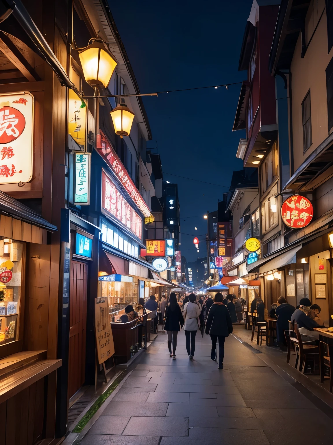 (masterpiece:1.2, Best Quality:1.2), 8K wallpaper, cinematic lighting, professional lighting, ultra High resolution, hyper realistic photograph, RAW photo, (ultra realistic exterior of Bar & pub main street, ultra detailed exterior of Izakaya & night pub main district, night view, Dotombori area, in Osaka), 