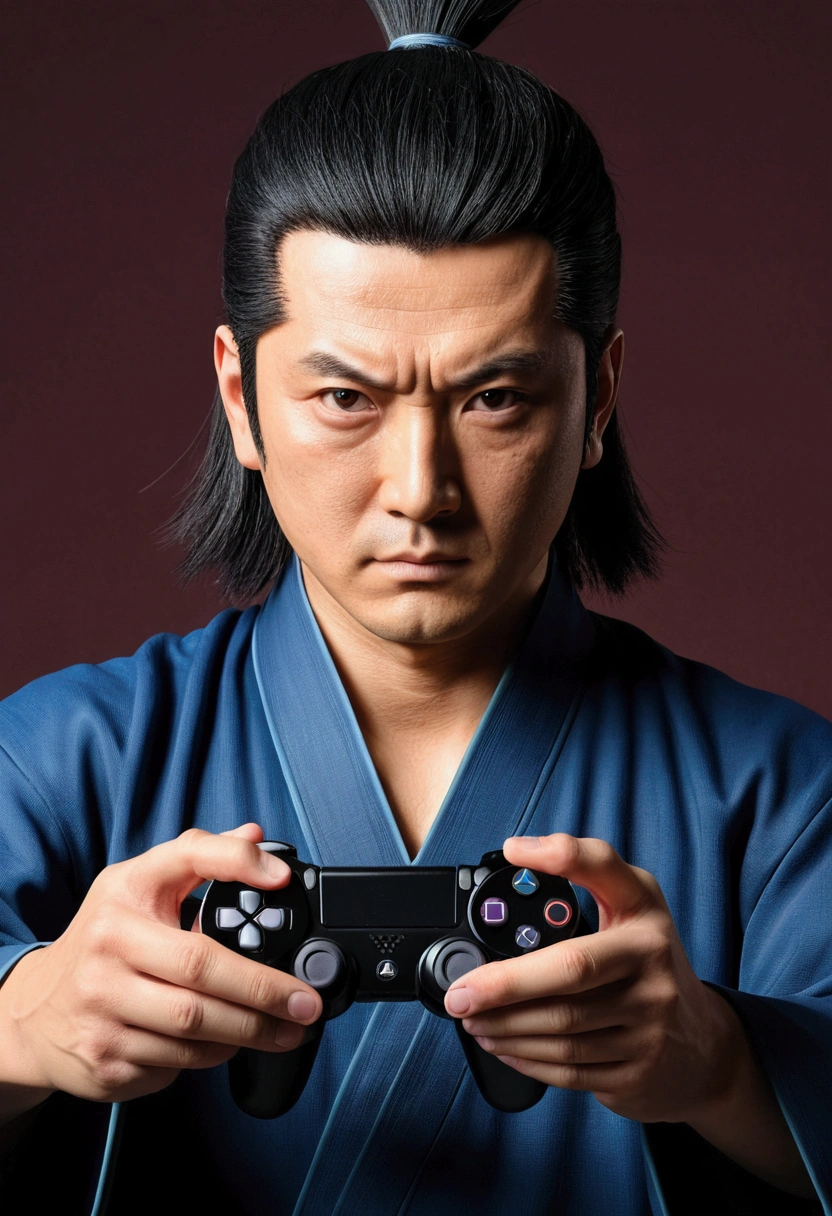 master part, best quality, ultra detali), Retrato do character hashirama senju from naruto anime utra realista 4k --v 4, he is hold joystick controller playstation
