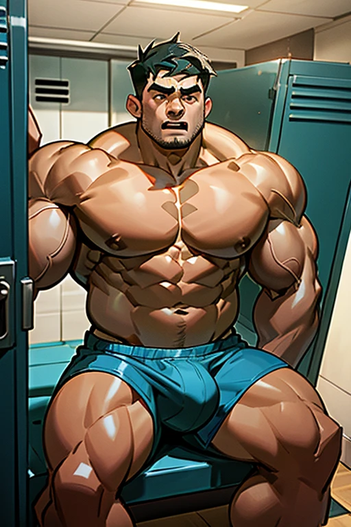 Danny Fenton in a locker room sitting on a wooden bench and listening to a hypnotic MP.3 player turning him into a stereotypical football jock just like Dash Baxter. hyper muscles. Big biceps. Big triceps. Big traps. big lats. big deltoids. Big meaty pecs. Swollen crotch bulge. Tenting crotch. Open mouth. Blank stare. IQ drain. Dumber and dumber. big dumb jock. Jock assimilation. Hypnosis. Hypnotic trance. Brainwashing. Brainwashed. Hypnotized. Entranced. Jock assimilation. Jock conversion. Meathead. Musclehead. Brute. Bro. "I hear ... I obey.... I am where I belong.... I am in a locker room.... Jocks belong in a locker room... Yes, ... I ... am a jock.... Just a dumb ... muscular jock...."