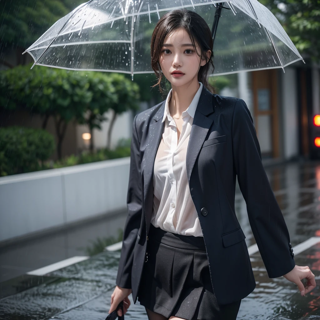 mini skirt、Hair getting wet in the rain、Transparent shirt、Beautiful woman getting wet in the rain、typhoon、Get wet without an umbrella、Beautiful woman in the rain、雨で濡れたBeautyOL、Detailed face、Realistic、beautiful girl、Beauty、Office Lady Uniform、beauty、Beautiful woman、Narrow waist、Handsome woman、Tight pants look、suit、Sexy pose、タイトなsuitパンツ、雨で濡れたsuit、Wet naked shirt、See-through shirt、Shot in heavy rain、Naked shirt