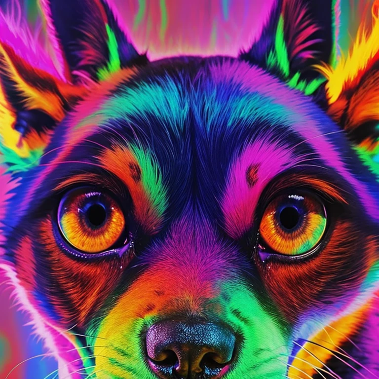psychedelic　dog　Big eyes