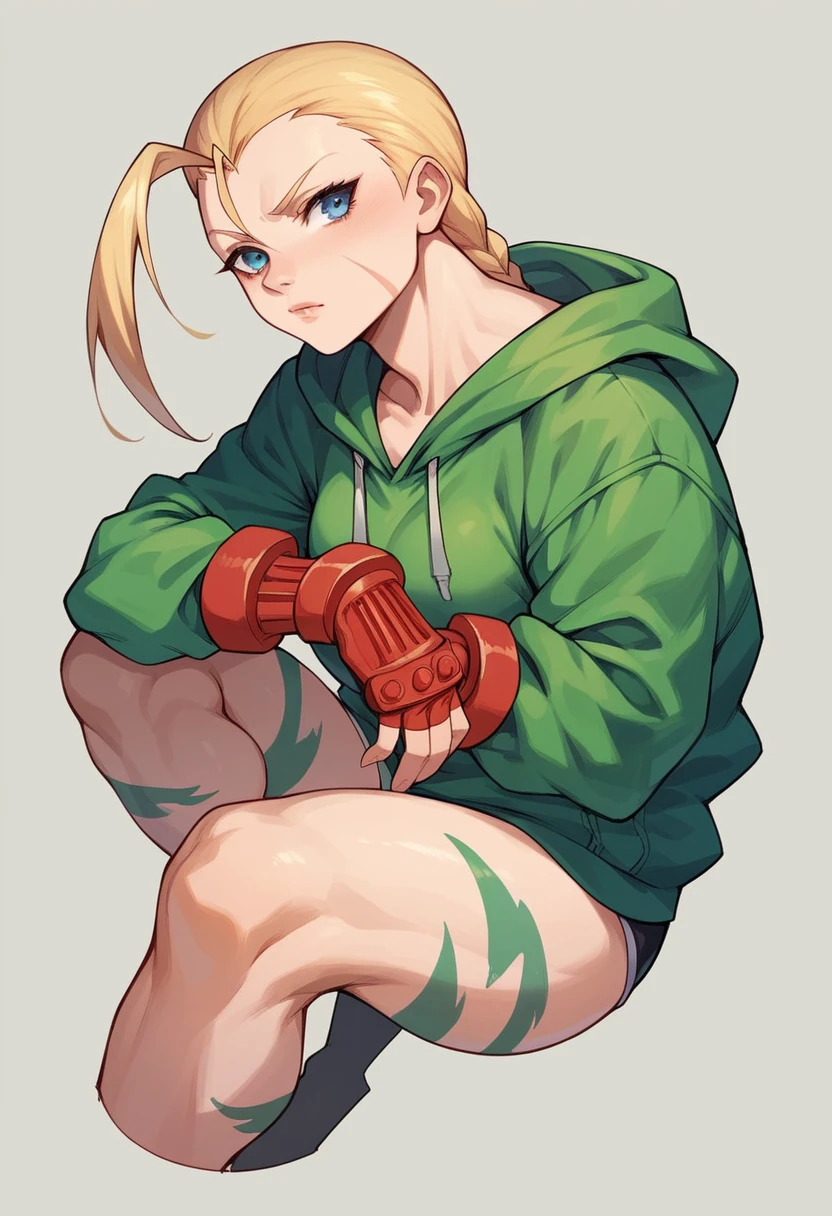 Cammy from street fighter,green hoodie