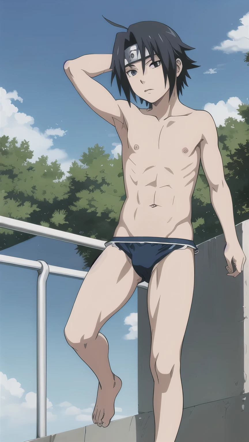 Sasuke, shirtless, male swimwear, swim briefs, speedo, diving board, s,