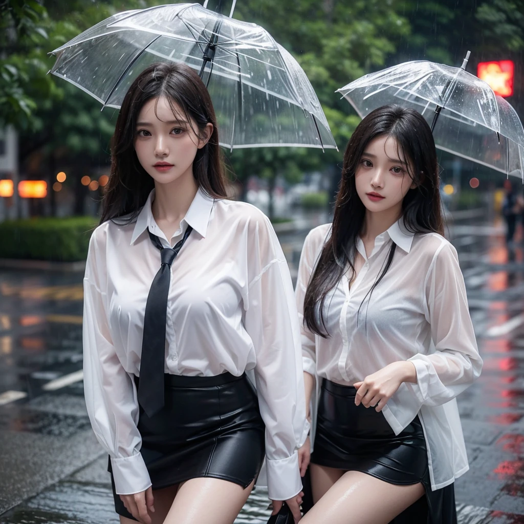 Hair getting wet in the rain、Transparent shirt、Beautiful woman getting wet in the rain、typhoon、Get wet without an umbrella、Beautiful woman in the rain、雨で濡れたBeautyOL、Detailed face、Realistic、beautiful girl、Beauty、Office Lady Uniform、beauty、Beautiful woman、Narrow waist、Handsome woman、suit、Sexy pose、Tight skirt、雨で濡れたsuit、Wet shirt、See-through shirt、Shot in heavy rain、See-through underwear