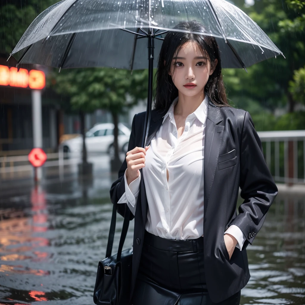 mini skirt、Hair getting wet in the rain、Transparent shirt、Beautiful woman getting wet in the rain、typhoon、Get wet without an umbrella、Beautiful woman in the rain、雨で濡れたBeautyOL、Detailed face、Realistic、beautiful girl、Beauty、Office Lady Uniform、beauty、Beautiful woman、Narrow waist、Handsome woman、Tight pants look、suit、Sexy pose、タイトなsuitパンツ、雨で濡れたsuit、Wet naked shirt、See-through shirt、Shot in heavy rain、Naked shirt