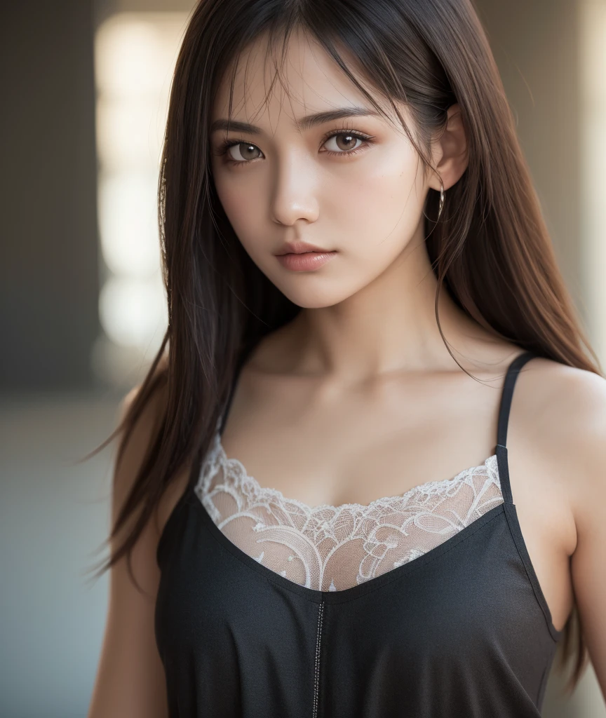 high quality picture, masutepiece, detailed hair texture, Detailed skin texture, Detailed Cloth Texture, 8K, Add fabric details, ultra detailed skin texture, ultra detailed photographic, Skin pores, Portrait of a girl, Wear a tank top, Add cloth details, High Ski...