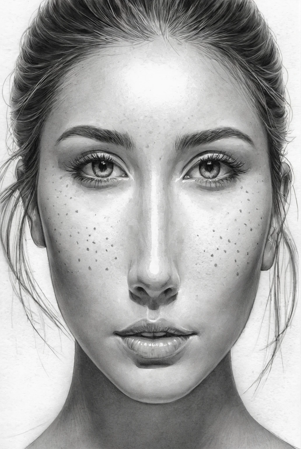beautiful sketch, realist, beutiful facial symmetry construction, face sketch, facial symmetry