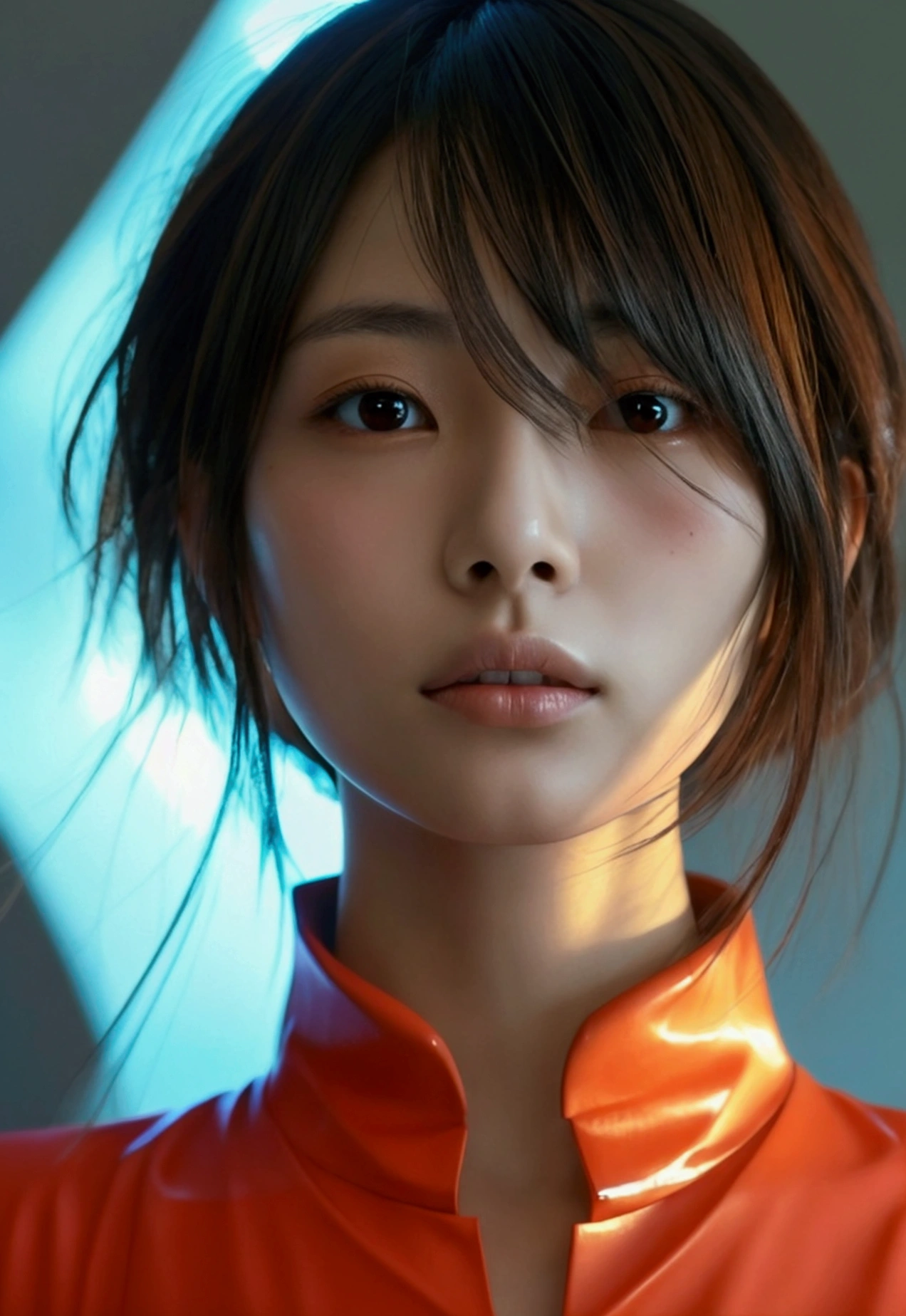 Japanese women、Clothes that do not expose skin、Close-up of face and chest、Medium Hair