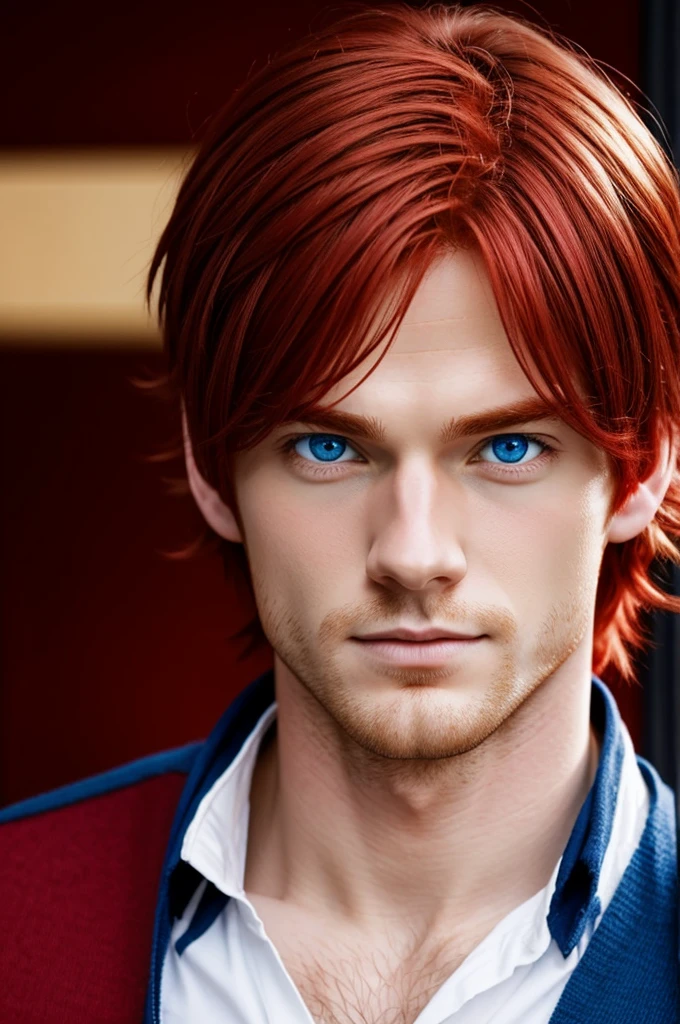 Red-haired boy with blue eyes anime version without beard