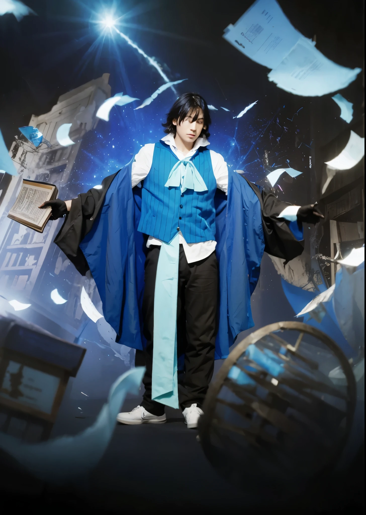 flying, book, real, reality background, magic, neon blue