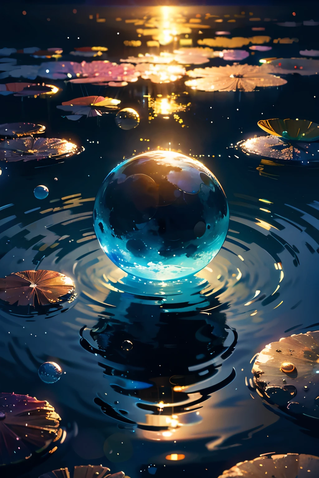 moon,In the water,Bubble,Bubble沫,masterpiece,hope,Positive,beautiful,High resolution, High resolution, 8k, masterpiece2:1,