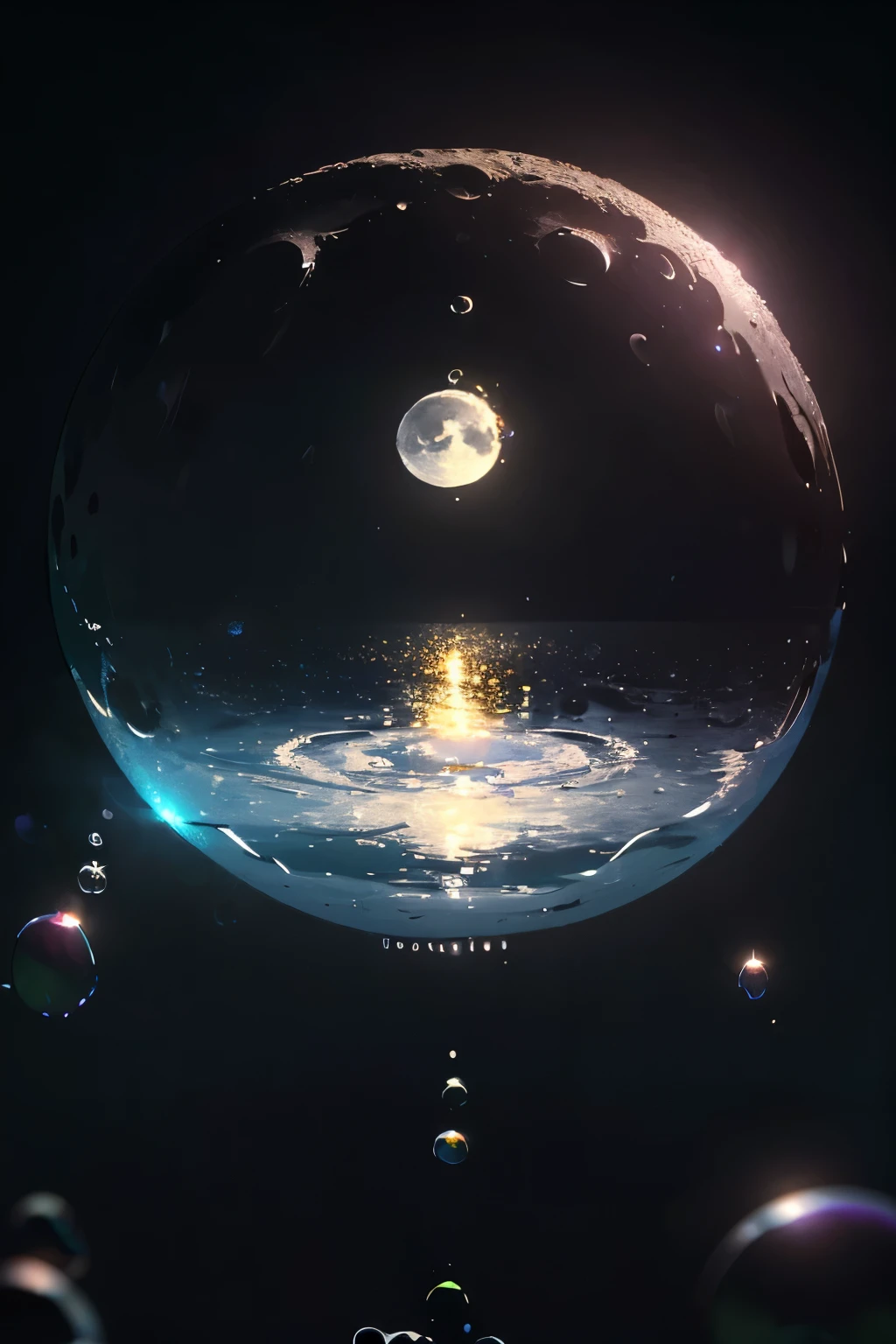 moon,Bubble,Bubble沫,masterpiece,hope,Positive,beautiful,High resolution, High resolution, 8k, masterpiece2:1,