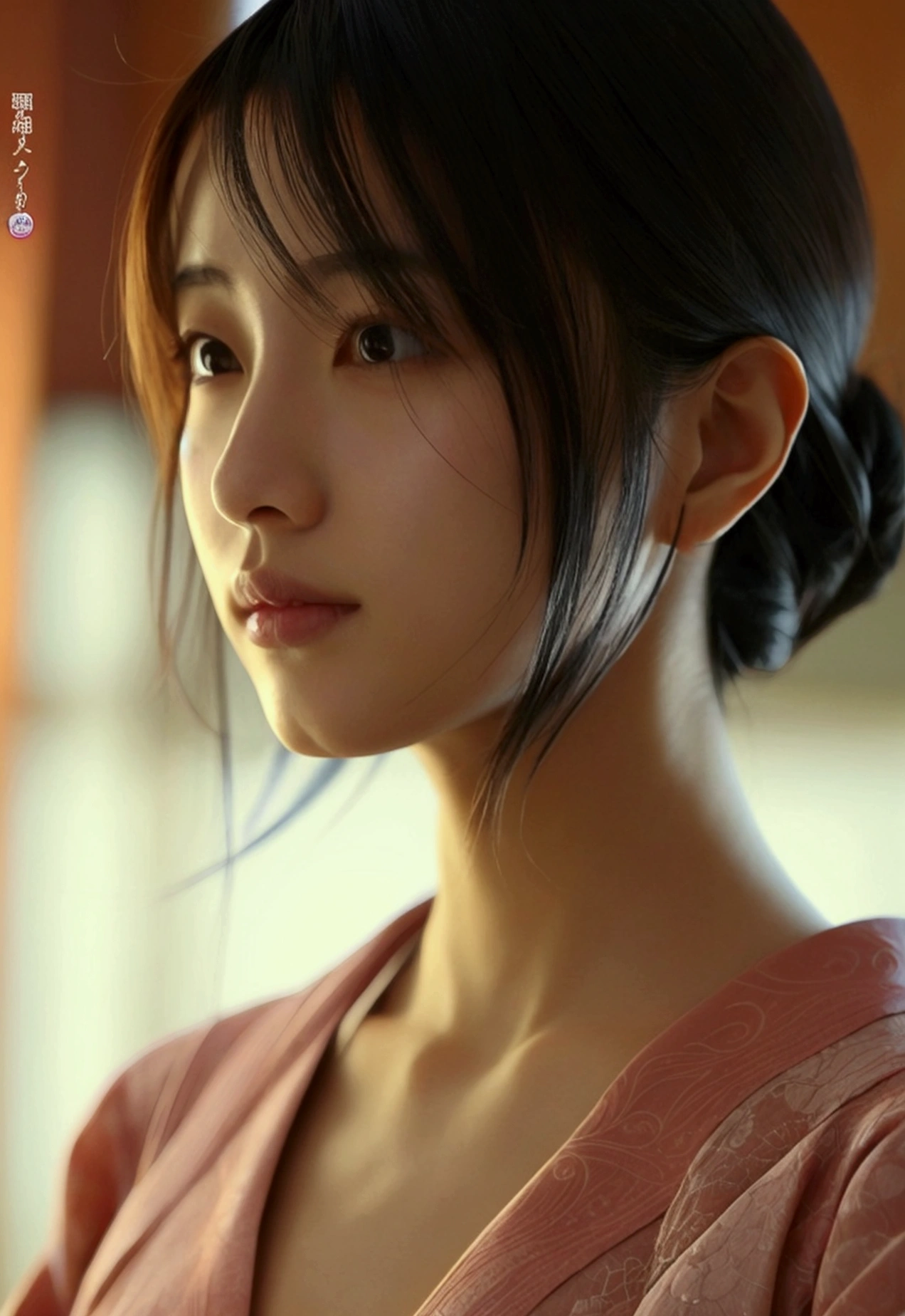 Japanese women、Clothes that do not expose skin、、General attire、Close-up of face and chest、Medium Hair