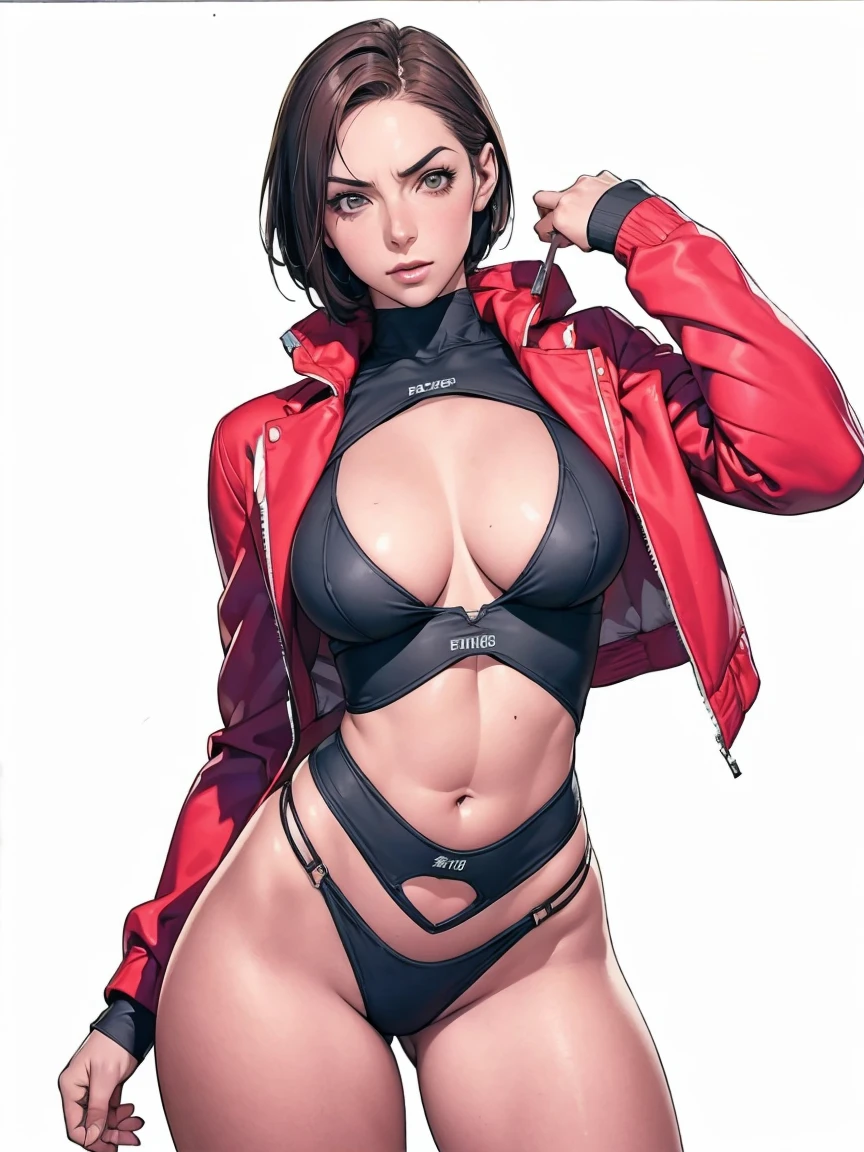 (((Annie Lennox))), (((colorful suit))), (scars), (((bandaged arms))), (((colorful clothes))) (( hood)), (((best qualityer: 1.4))), (Unbeatable masterpiece), (hiper HD),(CG 8k hyper-realistic), brave face, (((breasts big))), (((hyper feminine))), sexly girl, black tattoo,（ultra short red hair with white highlights)), ((( sculptural body ))), (((1 Kizi))), Kizi tatuada de 25 anos com perfectbody,,Beautiful and well-groomed face,muscular body:1.2,solid color detailed jacket, (Head to thigh photos)， Complex equipment, ，Tight clothes，With white stars and off-white stripes,,,,,Armor Metal Electronic Parts, Poison tattoos ) INFO, Kizi, (((standing alone))), , 24歳, sexy, pose de atitude, work of art, post-apocalypse, (((manga style))), bounty hunter, the way you want, perfect body, roupa moderna, advanced technology, red, yellow, black, fur collar jacket, sleeves with vertical striped pattern, background city, (( cowboy shot )). intricate visual, narrow waist, (((wide hips))), wide hips, fit thighs, (thigh gap), background shows a futuristic airplane
