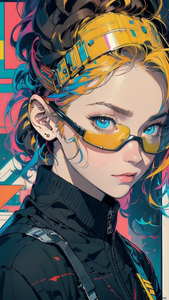 (((masterpiece, highest quality))),(((solo:1.2))),(((1girl:1.2))),32k wallpaper, very detailed, poster, vintage science fiction,(((((geometric cinematic movie poster))))), ((bauhaus)),(shape),(((abstract))),(mid century modern),movie poster,(((((portfolio))))),(((((Close-up))))),(((((bust up))))),((((more various angle)))),((((highlight)))),Vast landscape,((((heterochromia)))),(((complete. detailed face))),((((Extremely talented)))),(((((most complecated futristic machine))))),(Colorful color scheme),(((detailed unlimited mechanic complete goggle)))
