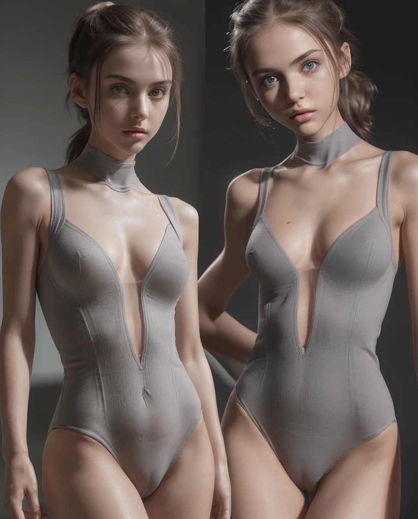 ((first-clasasterpiece))、((Real))、(detailed)、(Real:1.5)、(Future Beautiful Girl: 1.5)、(Very thin body)、is, (((Tight grey bodysuit)))、((18 year old beautiful girl: 1.5、Height 150 cm))、((sf: 1.3))、((Smooth brown hair、short hair、ponytail))、(((Petite and slim body type)))、((Sexy pose: 1.2) )、She、Ray Tracing、NVIDIA、Super Resolution、Scattering Subsurface、PBR Texturing、Post-processing、Anisotropic Filtering、Depth of Realm、maximum clarity、Three Way Method Parts、(8K RAW)、(Very detailed CG、Unit 8k wallpapers、(Cinema Lighting: 1.1)、Sharp Focus (Precision Shadows:1.2) 、(Detailed eyes and face:1.3)、Detailed hand:1.3、Beautiful girl's hands in blood:1.3)、(Photoreal:1.4)